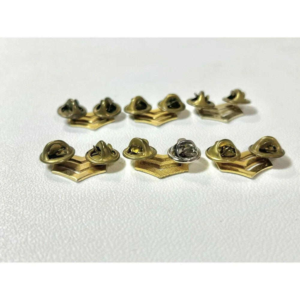 Lot 6 U.S. Military Sergeant Chevron Insignia Brass Metal Pins